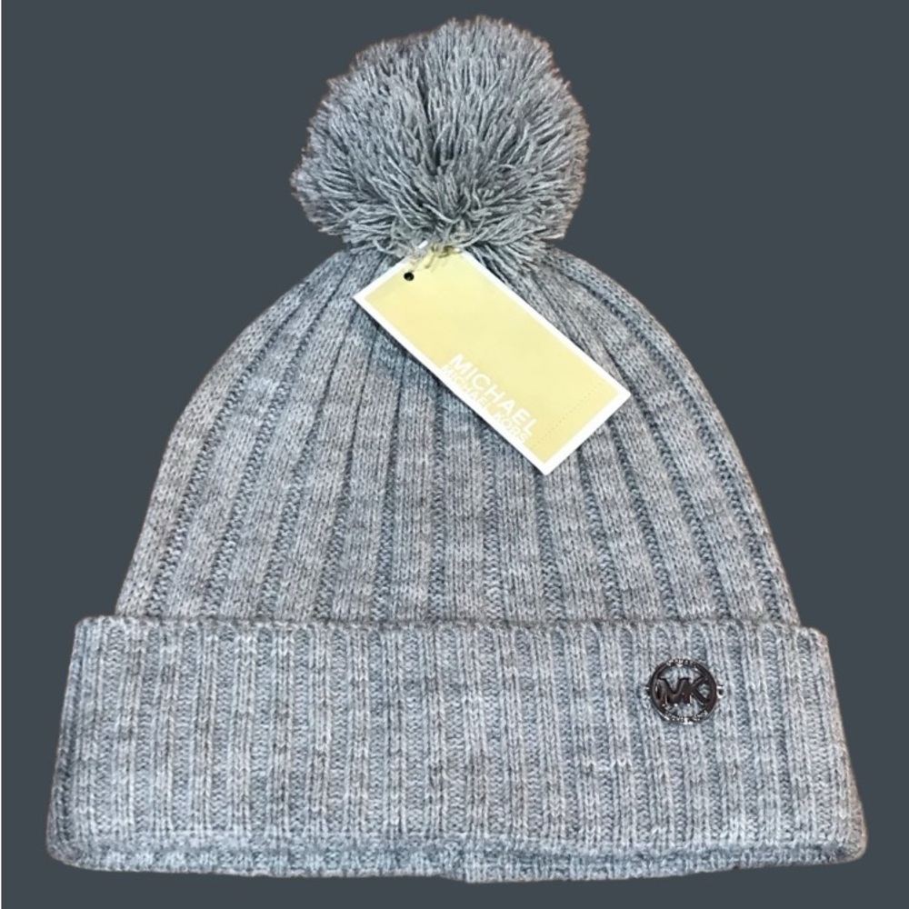Michael Kors Gray Pom-Pom Beanie. NWT